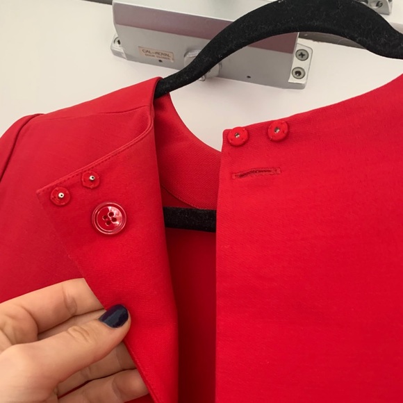 Alexander McQueen Cape Red Wool & Silk Mini Dress - Picture 6 of 8